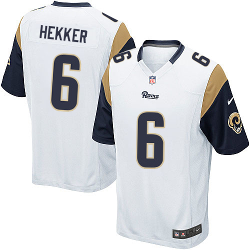 Men's Game Johnny Hekker Nike Jersey White Road - #6 NFL Los Angeles Rams